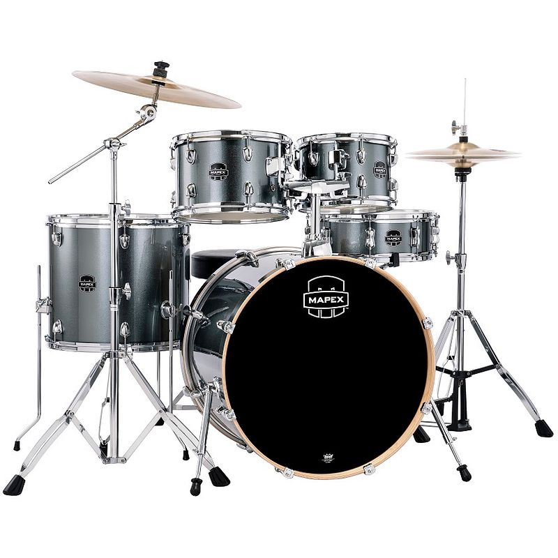 Foto van Mapex venus stage steel blue metallic 5-delig drumstel incl. bekkens en hardware