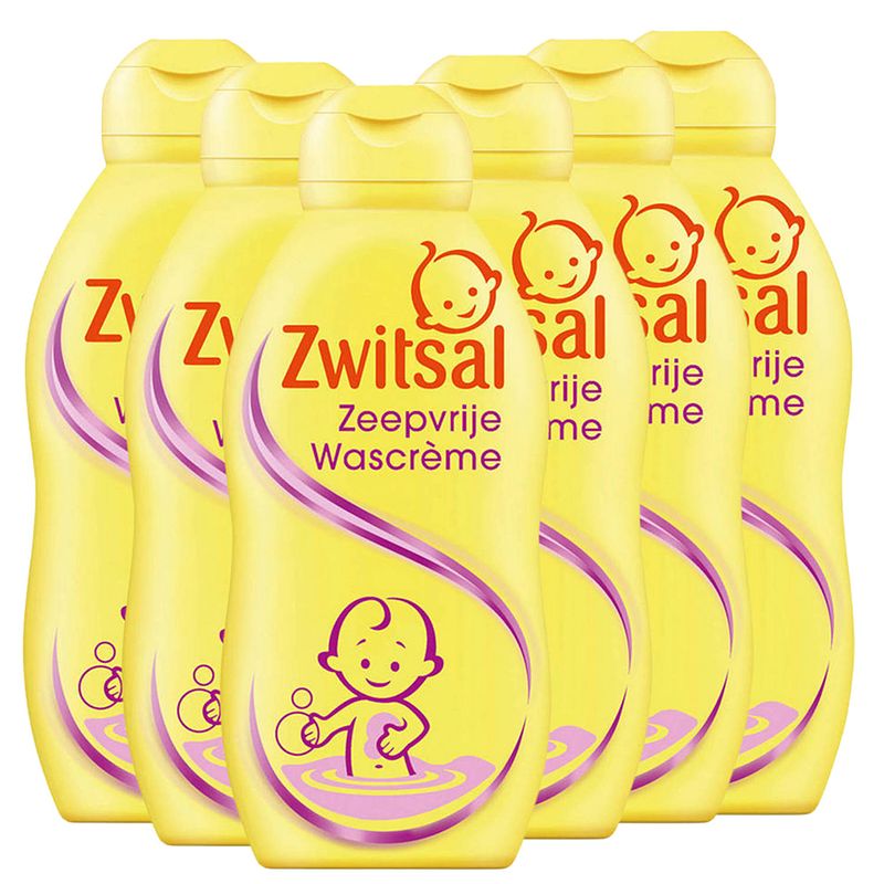 Foto van Zwitsal - zeepvrije wascreme - 6 x 200ml - voordeelverpakking