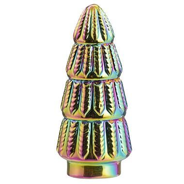 Foto van Kerstboom holo - multicolor - keramiek - 15xø6,5 cm - leen bakker