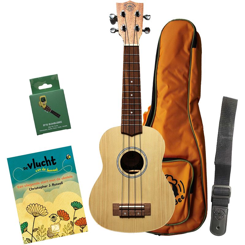 Foto van Bumblebee bus50 soprano ukulele pack nl sopraan ukelele starterset met nederlandstalig boekje