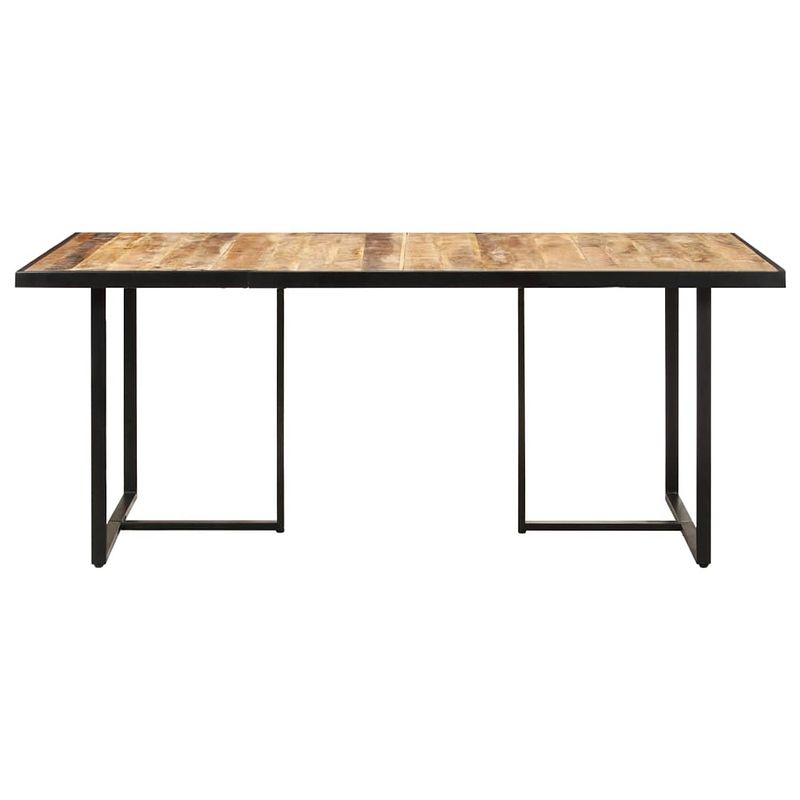 Foto van The living store industriële houten eettafel - 160 x 80 x 76 cm - massief mangohout