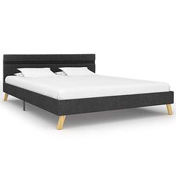 Foto van The living store bed donkergrijs 211x125x75 cm - mdf/multiplex - led-strip