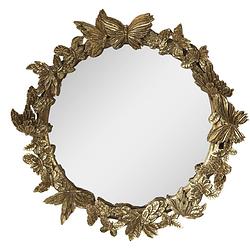 Foto van Clayre & eef spiegel ø 34 cm goudkleurig kunststof rond grote spiegel wand spiegel muur spiegel goudkleurig grote