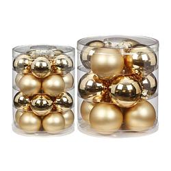 Foto van 32x stuks glazen kerstballen elegant goud mix 6 en 8 cm glans en mat - kerstbal