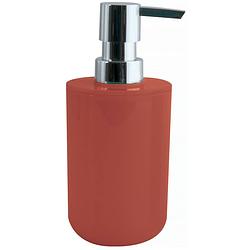 Foto van Msv zeeppompje/dispenser porto - ps kunststof - terracotta/zilver - 7 x 16 cm - 260 ml - zeeppompjes