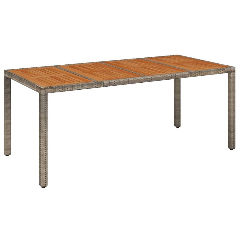 Foto van Vidaxl tuintafel met houten blad 190x90x75 cm poly rattan grijs