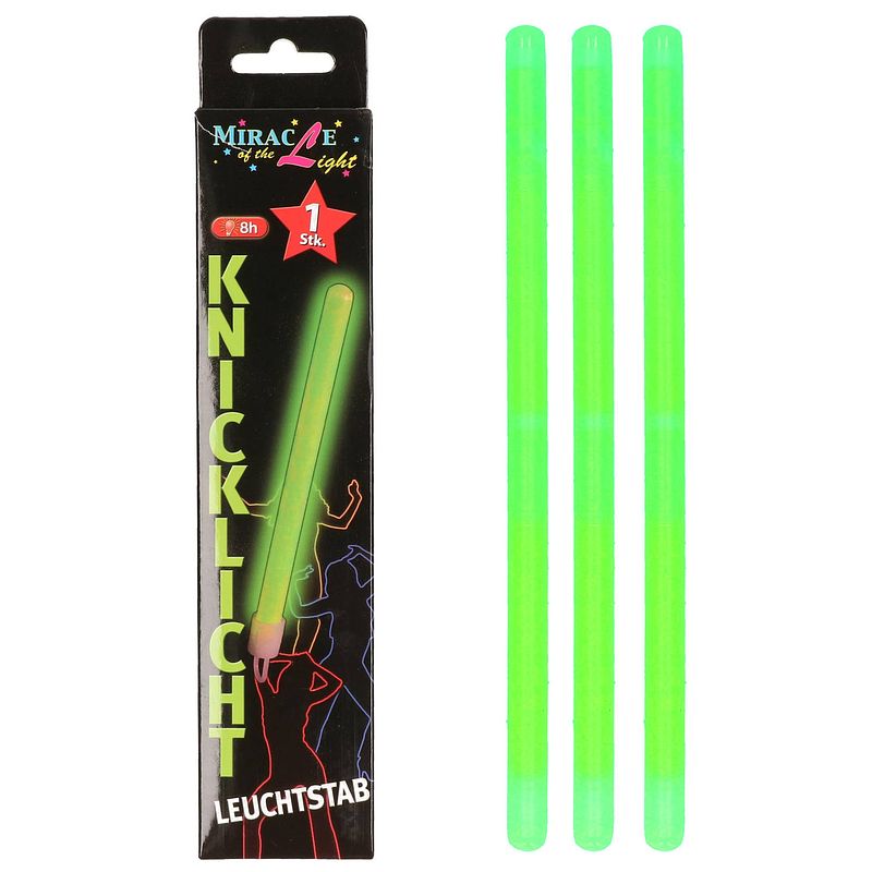 Foto van Set van 3x stuks neon glow in the dark party breaklights stick groen 20 cm - verkleedattributen