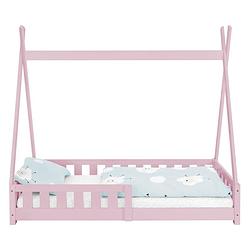 Foto van Kinderbed met uitvalbeveiliging en lattenbodem 80x160 cm roze grenenhout ml-design