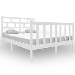 Foto van Vidaxl bedframe massief grenenhout wit 140x190 cm