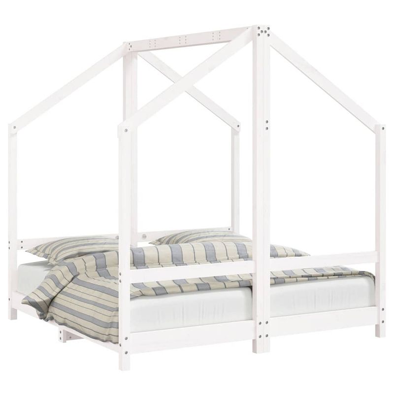 Foto van Vidaxl kinderbedframe 2x(70x140 cm massief grenenhout wit