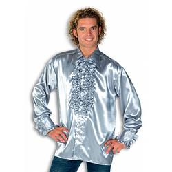 Foto van Luxe heren rouche overhemd zilver 2xl - carnavalsblouses