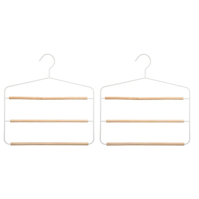 Foto van Set van 2x stuks luxe kledinghanger/broekhanger voor 3 broeken wit 35 x 36 cm - kledinghangers