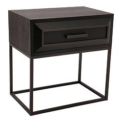 Foto van Ptmd lixly black wood iron frame bedside cabinet