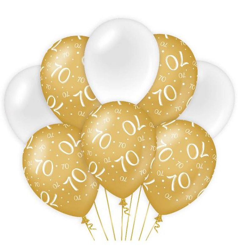Foto van Paper dreams ballonnen 70 jaar dames latex goud/wit