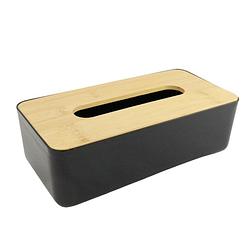 Foto van Orange85 tissue box - houder - zwart - 26x13.2x8.8 cm - bamboe en kunststof