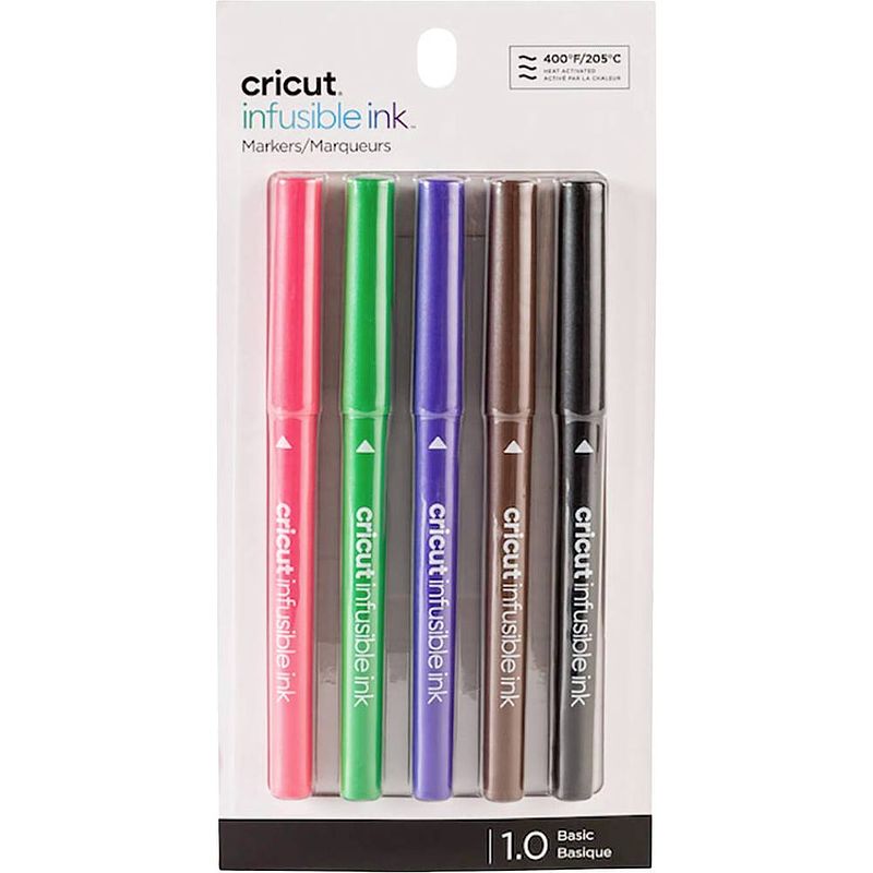 Foto van Cricut explore/maker infusible ink medium point 5-pack basics stiftset rood, zwart, violet, bruin, groen