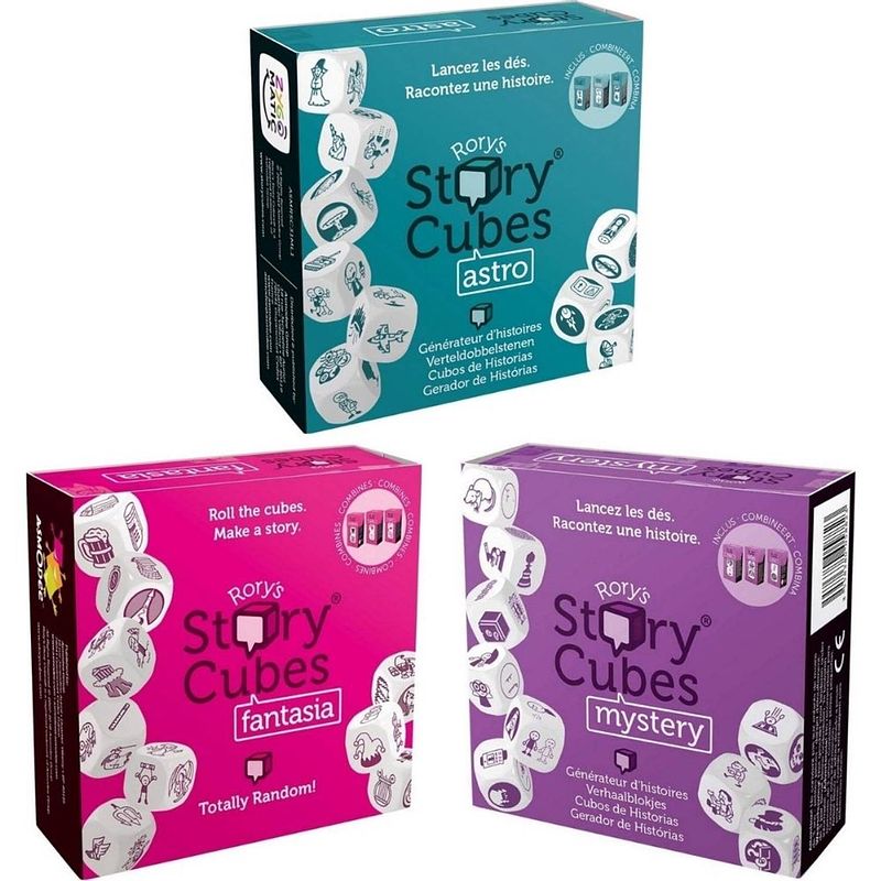 Foto van Spellenbundel - dobbelspel - 3 stuks - rory's story cubes fantasia, astro & mystery