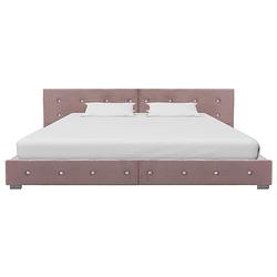 Foto van The living store bedframe classic - roze - 160 x 200 cm - gepoedercoat ijzer - fluweel