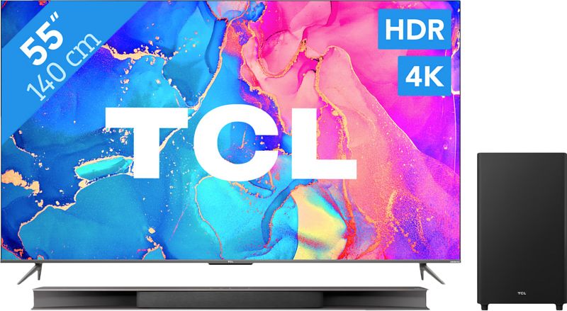 Foto van Tcl qled 55c635 (2022) + soundbar