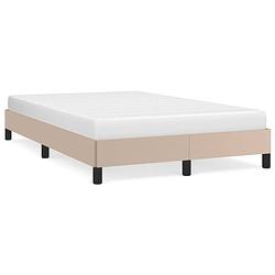 Foto van The living store bedframe - cappuccino - kunstleer - multiplex - 203 x 123 x 25 cm - geschikt voor 120 x 200 cm matras