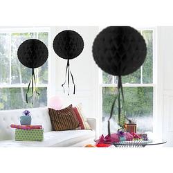 Foto van 3 stuks honeycomb ballen zwart 30 cm - hangdecoratie