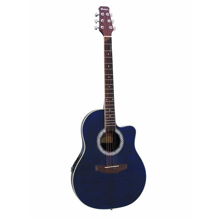 Foto van Dimavery rb-300 elektrisch-akoestische gitaar blauw gevlamd