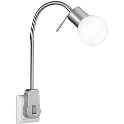 Foto van Stekkerlamp met schakelaar - trion frido - g9 fitting - 3w - warm wit 3000k - dimbaar - mat nikkel - aluminium