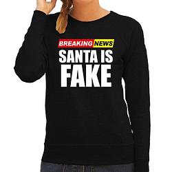Foto van Foute humor kersttrui breaking news fake kerst sweater zwart voor dames xl - kerst truien