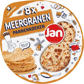 Foto van Pannenkoeken, poffertjes of pancakes 2 verpakkingen a 100810 gram m.u.v. jan poffertjes 12 stuks | jan pannenkoeken meergranen 8 stuks 540g aanbieding bij jumbo