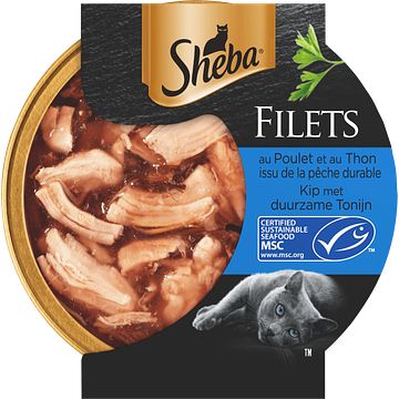 Foto van Sheba filets tonijn en kip in saus kattenvoer 60g bij jumbo