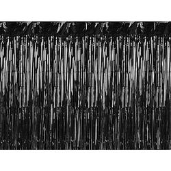 Foto van Partydeco folie deurgordijn/feestgordijn - zwart - 90 x 250 cm - feestdeurgordijnen