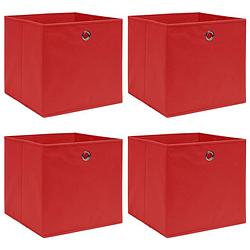 Foto van Vidaxl opbergboxen 4 st 32x32x32 cm stof rood