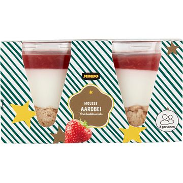 Foto van Jumbo mousse aardbei met koekkruimels 2 x 60g