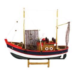 Foto van Vissersboot schaalmodel - hout - 32 cm - maritieme boten decoraties voor binnen - beeldjes