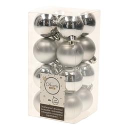 Foto van 48x kunststof kerstballen glanzend/mat zilver 4 cm kerstboom versiering/decoratie - kerstbal