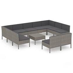 Foto van Vidaxl 12-delige loungeset met kussens poly rattan grijs