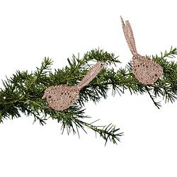 Foto van 2x kerstboomversiering glitter roze vogeltjes op clip 12 cm - kersthangers