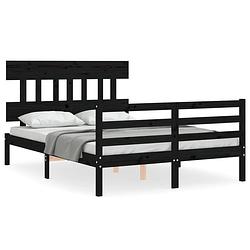 Foto van The living store bed grenenhout - zwarte 4ft small double - 195.5 x 125.5 x 80 cm - multiplex lattenbodem