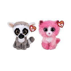 Foto van Ty - knuffel - beanie boo's - linus lemur & reagon cat