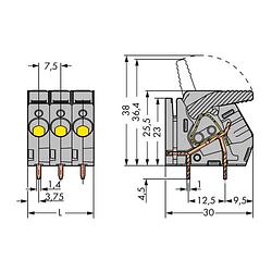 Foto van Wago 2706-153 veerkrachtklemblok 6.00 mm² aantal polen 3 grijs 55 stuk(s)