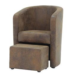 Foto van Nino vintage microfiber fauteuil + poef