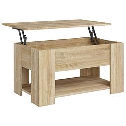 Foto van The living store salontafel - lift-top - bewerkt hout - 79x49x41 cm - sonoma eiken