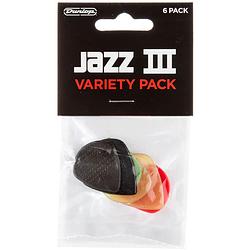 Foto van Dunlop pvp103 jazz iii pick variety pack plectrum set 6 stuks