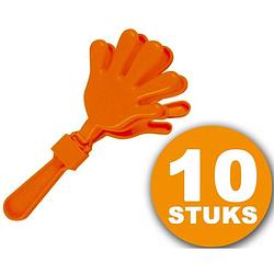 Foto van Oranje feestartikel 10 stuks oranje handjesklapper nederlands elftal ek/wk voetbal oranje versiering versierpakket
