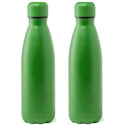 Foto van Rvs waterfles/drinkfles - 2x - kleur groen - met schroefdop - 790 ml - drinkflessen