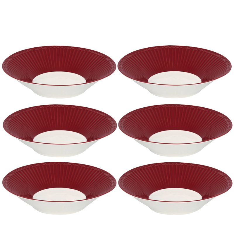 Foto van Greengate pastabord alice claret red ø23cm - set van 6 stuks