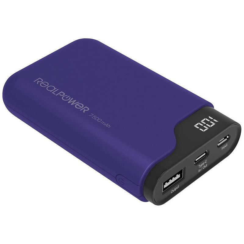 Foto van Realpower pb-7500c powerbank 7500 mah li-ion usb, usb-c® navy-blauw