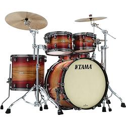 Foto van Tama me42tzus-lrwb starclassic maple ruby pacific walnut burst 4d. shellset smoked black nickel hardware