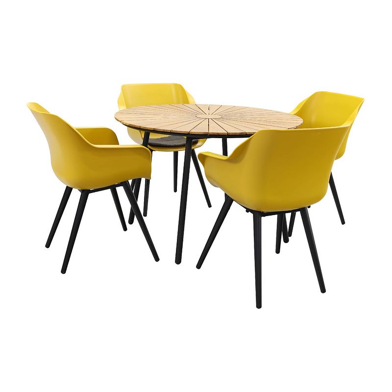 Foto van Hartman sophie studio yellow/dave teak 110 cm. tuinset - 5-delig