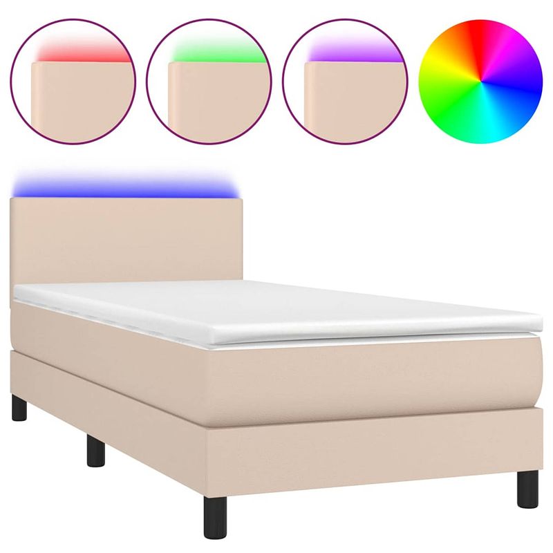 Foto van The living store bed boxspring - kunstleer - 100x200 cm - led